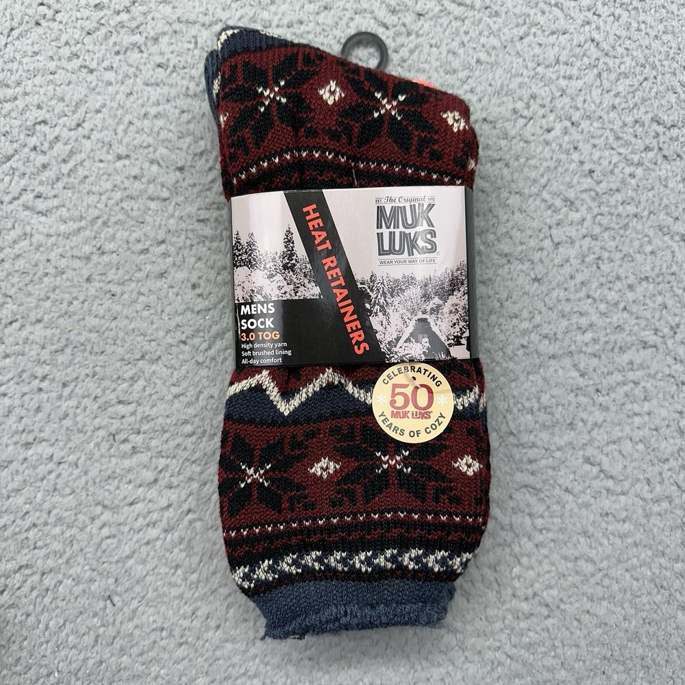 MUK LUKS Heat Retainers 22975-604 Mens Socks 3.0 TOG Size 10-13 THERMAL SOCKS